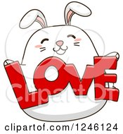 Poster, Art Print Of White Bunny Rabbit Holding Love