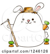 White Farmer Bunny Rabbit With Carrots