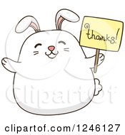 Poster, Art Print Of White Bunny Rabbit Holding A Thanks Sign