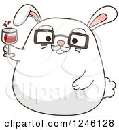 Poster, Art Print Of Senior White Bunny Rabbit Cheering With Wine