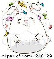 Poster, Art Print Of White Bunny Rabbit With Party Confetti