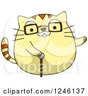 Poster, Art Print Of Yellow Senior Kitty Cat With A Cane