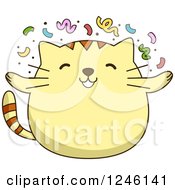 Poster, Art Print Of Yellow Kitty Cat With Party Confetti