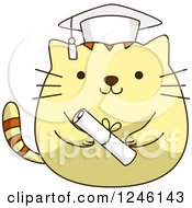 Poster, Art Print Of Yellow Graduation Kitty Cat With A Cap And Diploma