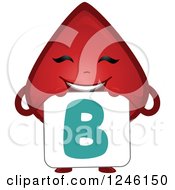 Happy Blood Drop Character With A Type B Sign