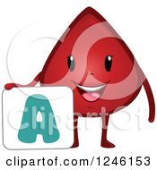 Clipart Of A Happy Blood Drop Character With A Type A Sign Royalty Free Vector Illustration