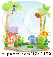 Poster, Art Print Of African Safari Animals At A Watering Hole