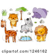 Poster, Art Print Of Safari Zoo Animals With Patterns