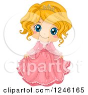 Cute Blond Princess Girl In A Pink Dress