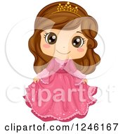 Poster, Art Print Of Cute Brunette Princess Girl In A Pink Dress