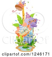 Poster, Art Print Of African Safari Party Animals Around A Sign