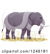 Clipart Of An African Elephant And Grasses Royalty Free Vector Illustration