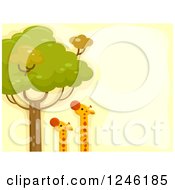 Clipart Of Tall Giraffes Eating From A Tree Royalty Free Vector Illustration