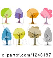 Clipart Of A Tree With Orange Foliage Royalty Free Vector Illustration