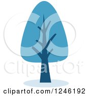 Clipart Of A Tree With Blue Foliage Royalty Free Vector Illustration