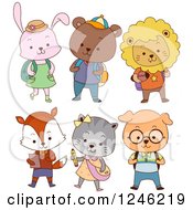 Clipart Of Student Animals Royalty Free Vector Illustration