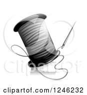 Clipart Of A Grayscale Needle And Thread Royalty Free Vector Illustration