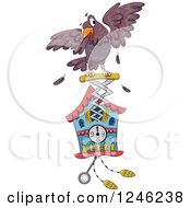 Poster, Art Print Of Bird Popping Out Of A Cuckoo Clock