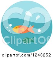 Poster, Art Print Of Round Blue Fish Icon