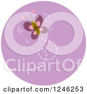 Poster, Art Print Of Round Purple Butterfly Icon
