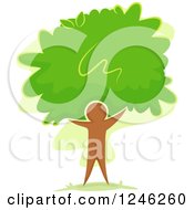 Poster, Art Print Of Tree With Green Foliage And A Brown Man Trunk