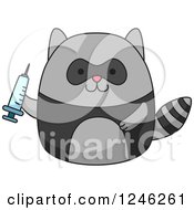 Clipart Of A Raccoon Holding A Syringe Royalty Free Vector Illustration by BNP Design Studio