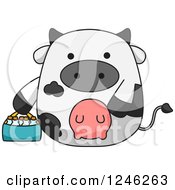Poster, Art Print Of Dairy Cow With A Basket Of Milk Bottles