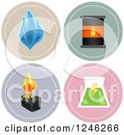 Clipart Of Round Gas Oil Coal And Nuclear Energy Power Icons Royalty Free Vector Illustration by BNP Design Studio