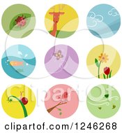 Poster, Art Print Of Round Colorful Nature And Wildlife Icons