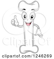 Clipart Of A Happy Bone Character Holding A Thumb Up Royalty Free Vector Illustration