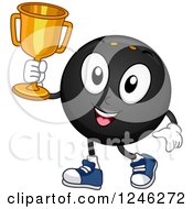 Champion Squash Ball Holding A Trophy