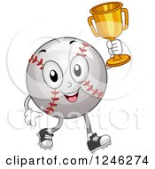Poster, Art Print Of Champion Baseball Mascot Holding Up A Trophy