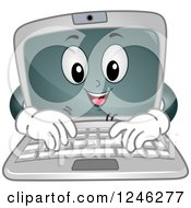 Poster, Art Print Of Cartoon Laptop Computer Character Typing