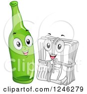Poster, Art Print Of Recycle Glass Bottle And Stack Of Newspaper Characters