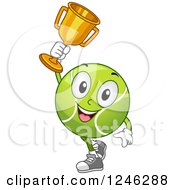 Poster, Art Print Of Tennis Ball Character Holding Up A Trophy