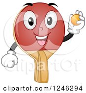 Clipart Of A Table Tennis Racket Character Holding A Ball Royalty Free Vector Illustration by BNP Design Studio