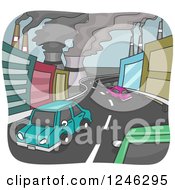 Poster, Art Print Of Road With Cars Through A Polluted City