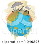 Poster, Art Print Of Depressed Polluted Planet Earth With Factories And Chemicals
