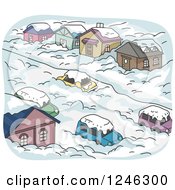 Poster, Art Print Of Street And Homes Burried In Winter Snow