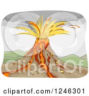 Poster, Art Print Of Volcano Erupting With Lava And An Ash Cloud