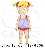 Clipart Of A Blond Caucasian Girl In Her Undergarments Royalty Free Vector Illustration