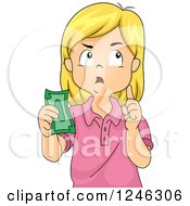 Poster, Art Print Of Blond Caucasian Girl Thinking And Holding Money