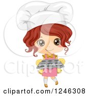 Poster, Art Print Of Cute Toddler Chef Girl Holding A Cupcake Tray