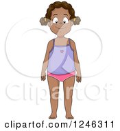 Clipart Of A Happy African American Girl In Her Undergarments Royalty Free Vector Illustration