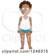 Clipart Of A Black African Boy In His Undergarments Royalty Free Vector Illustration
