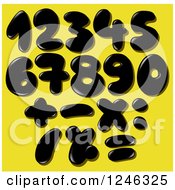 Poster, Art Print Of Black Liquid Or Oil Numbers On Yellow