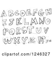 Clipart Of A Gray Marker Drawn Capital Letters Royalty Free Vector Illustration