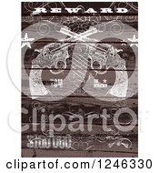 Poster, Art Print Of Distressed Wood Textured Reward Sign With Crossed Revolvers