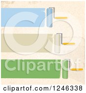 Clipart Of Roller Brushes Painting Strokes Of Blue Tan And Green On A Beige Wall Royalty Free Vector Illustration