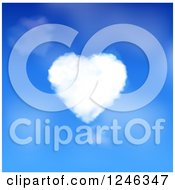 Clipart Of A Fluffy White Heart Shaped Cloud In A Blue Sky Royalty Free Vector Illustration